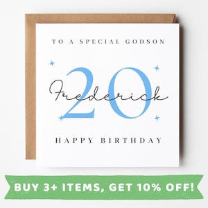 Personalised Godson 20th Birthday Card Godson 20th Birthday Cards Godson 20 Card Godsons 20th Birthday Gift 20 Year Old Godson Birthday Gift