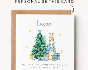 Personalised 1st Christmas Card For Grandson 1st Christmas Card Christmas Gift For Grandson First Christmas Card Grandson 1st Christmas Card