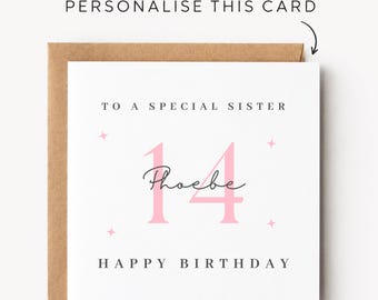 Sister 14th Birthday Card Sister 14th Birthday Cards Sister 14th Birthday Gift Sister 14th Birthday Gifts For Her Sister 14th Birthday Print