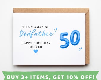 Biglietto di auguri per 50° compleanno, con scritta Happy