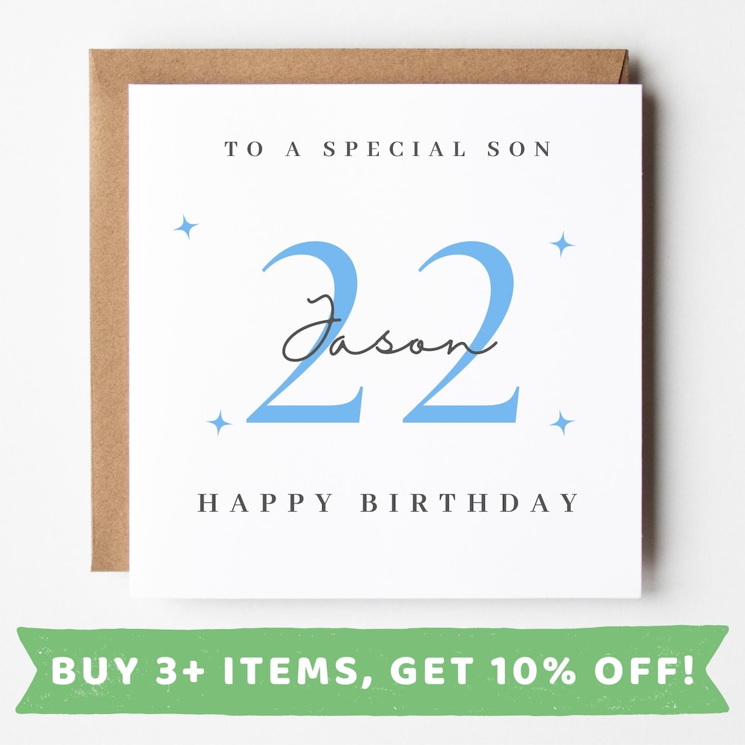 Personalised 22nd Birthday Card for Son 22nd Birthday Cards Son 22 Card