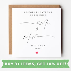 Personalised Mr And Mrs Wedding Card Congratulations Wedding Card Gift Mr And Mrs Wedding Gift Mr And Mrs Wedding Gifts Mr And Mrs Wedding