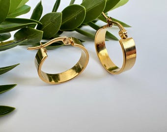 Créoles en or | Créoles circulaires en or 18 carats | Simple et léger | Confortable pour une utilisation quotidienne