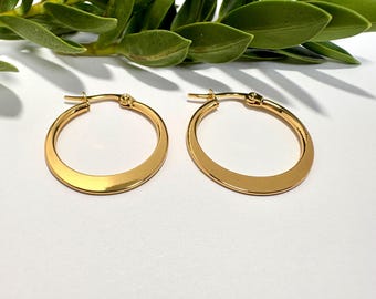 Créoles en or | Bijoux légers minimalistes 18 carats | Cadeau simple et élégant pour elle