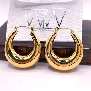 18k Gold Bold Twist Hoop Earrings – Hypoallergenic Steel - Etsy