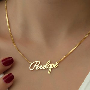 Aangepaste naamkettingen met kinketting, 14K gouden naamkettingen, gepersonaliseerde sieraden, naamsieraden, cadeau voor vrouwen, gepersonaliseerde geschenken