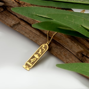 14K Gold Ägypten Kartusche Halskette, ägyptische Hieroglyphen Kartusche Schmuck, Ägypten Namen Halskette, altes Symbol Halskette, personalisierte Geschenke