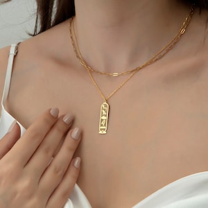 Unique Egypt Cartouche Necklace, 14K Gold Cartouche Egyptian Hieroglyphic Name Necklace, Ancient Symbol Necklace,  Custom Name Jewellery