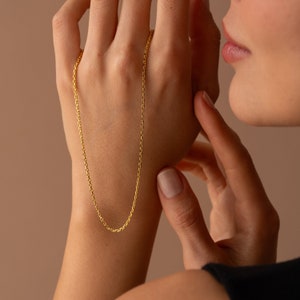 Collana con catena a maglie spesse in oro 14k, collana con catena in oro semplice, collana con catena a maglie per tutti i giorni, collana con catena a maglie spesse in argento sterling