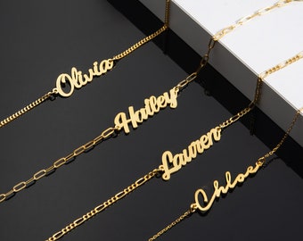 14K Gold Name Bracelet, Custom Name Bracelet, Baby Name Bracelet, Stackable Bracelet, Name Charm Bracelet, Personalized Gifts for Her
