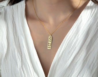 14k Gold Egyptian Cartouche Necklace, Egyptian Personalized Name Necklace, Egypt Custom Name Jewelery, Personalized Gifts for Her