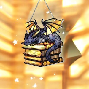 Fantasy Dragon Suncatcher – Acrylic Window & Wall Hanging | Book Lover’s Home Decor | Dragon-Themed Sun Catcher