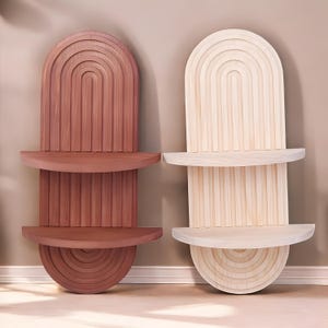 Mid-Century Modern Wall Shelf – Arched Wood Design