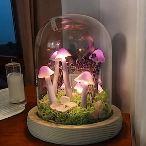Enchanted Mushroom Forest Night Light – Handmade Glowing Mushrooms Lamp for Bedroom, Kids Room, Living Room, Magical Home Decor & Gift