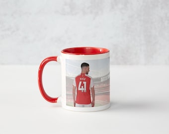 Taza Declan Rice 'Bienvenido al Arsenal' - Arsenal, idea de regalo, fútbol