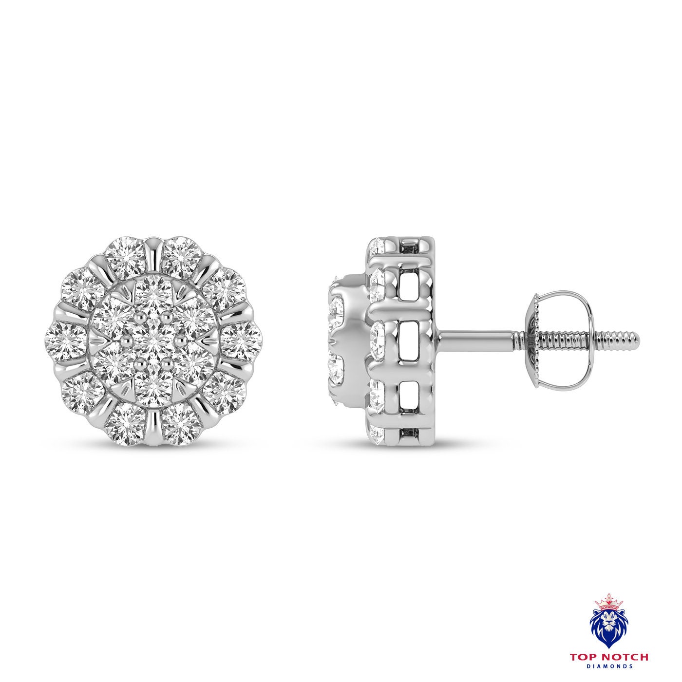 0.14CT Rund Natürlicher Diamant Cluster Ohrstecker 14K Gelbgold