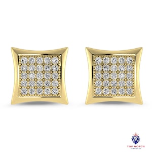 Square Pave Stud Diamond Earrings 10K