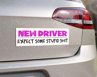 New Driver Car Bumper Magnet - Funny Rookie Driver Bumper Sticker 10"x3" 1pc