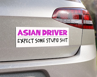 Funny Asian Driver Car Bumper Magnet - Humorous Rookie Learner Driver Bumper Sticker 10"x3" 1pc