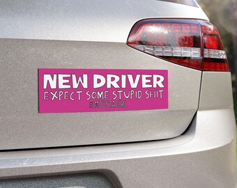 HEY-OKEY 3-Pack Girly Pink Student Driver Magnet - Reflective "Please Be Patient" Bumper Sticker Set For New Drivers