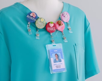 Personalized Acrylic Badge Reel – Retractable ID Holder, Nurse Gift