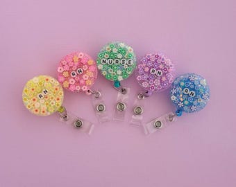Personalized Nurse Badge Reel: Floral Resin Retractable ID Holder