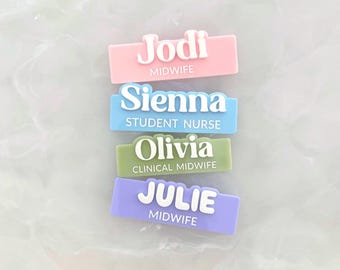 Personalised Name Badge, Custom Name Tags for Educators, Nurses, Doctors, Teachers, Dentists, Midwives & Students