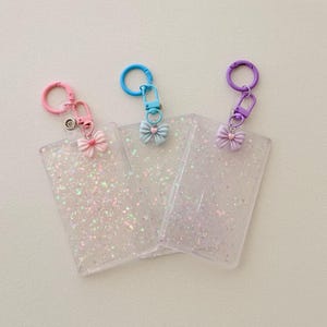 Badgehouder met strik, ID-badgehouder, ID-kaarthouder, glitter, Keycord-kaarthouder, fotokaarthouder, kaarthouder sleutelhanger