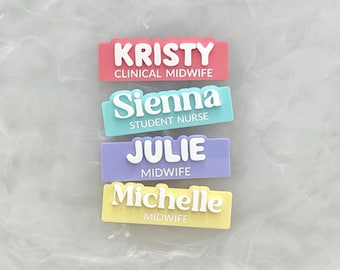 Personalised Name Badge, Custom Name Tags for Educators, Nurses, Doctors, Teachers, Dentists, Midwives & Students