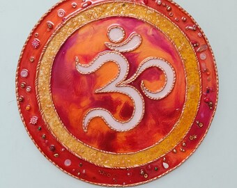 Spiritual OM Wall Art: Unique Clay and Resin Design"