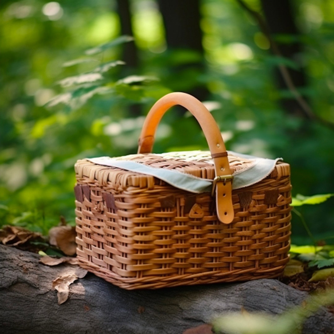 Handmade Wooden Basket Picnic Basket Customized Storage Etsy