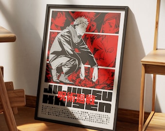 Jujutsu Kaisen Yuji Itadori Poster V2 | 1 Piece Set Manga Art | Anime Wall Print Minimalist Painting Set of 1 Gallery Colorful Art