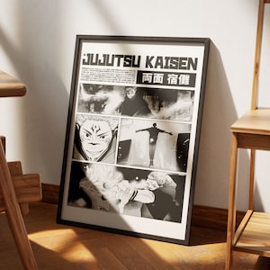 Poster Jujutsu Kaisen Sukuna / Set da 1 pezzo Arte Manga / Stampa murale anime Pittura minimalista Set di 1 Galleria Arte colorata / Ryomen Sukuna