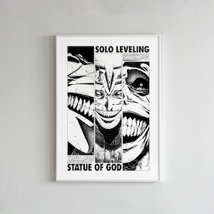 Solo Leveling Art - Poster Statue of God Print V2 - Manga Art Print - Anime Art Print - Anime Gift - Solo Leveling - Manga Art