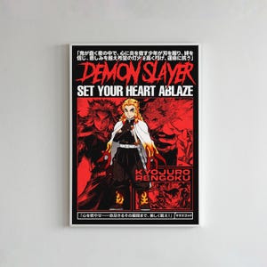 Tueur de démons Kyojuro Rengoku Hashira, affiche numérique d&#39;anime, cadeaux anime, art mural anime pour chambre d&#39;enfant, collage mural décoratif, cadeaux