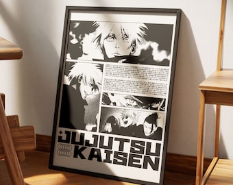 Jujutsu Kaisen Satoru Gojo Poster | 2 Piece Set Manga Art | Anime Wall Print Minimalist Painting Set of 2 Gallery Colorful Art