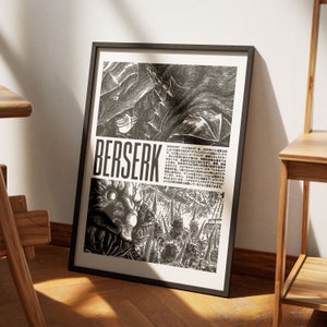 Pôster Berserk V3 | 1 peça conjunto de arte mangá anime impressão de parede conjunto de pintura minimalista de 3 galerias de arte colorida, griffith, casca, judeau