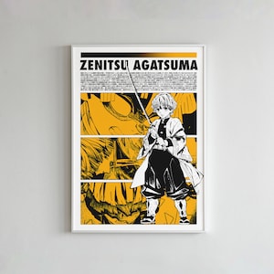 Zenitsu Agatsuma Demon Slayer Anime numérique affiche, cadeaux anime, art mural anime pour chambre d&#39;enfants, collage mural décoratif, cadeaux
