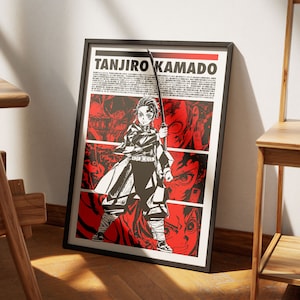 Tanjiro Kamado Demon Slayer Anime numérique affiche, cadeaux anime, art mural anime pour chambre d&#39;enfant, collage mural décoratif, cadeaux