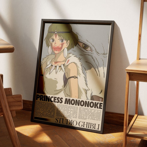 Princess Mononoke Poster Studio Ghibli Decor Anime Wall Art Green Print Scene Room Decor Digital