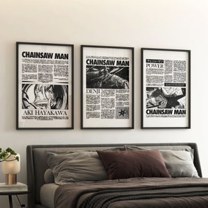 Set of 3 Chainsaw Man Manga Cover Poster, Popular Japanese Anime Digital Print, Gift Idea, Anime 2024, Chainsaw Man Denji Poster
