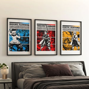 Set of 3 Demon Slayer Anime Digital Poster, Anime Gifts, Anime Wall Art for Kids Room, Decor Wall Collage, Gifts