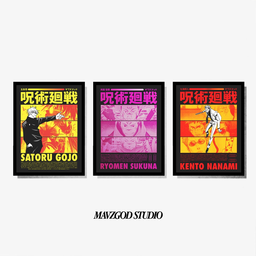Buy Jujutsu Kaisen Posters V2 3 Piece Set Manga Art Anime Wall Print ...