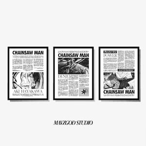 Set of 3 Chainsaw Man Manga Cover Poster, Popular Japanese Anime Digital Print, Gift Idea, Anime 2024, Chainsaw Man Denji Poster