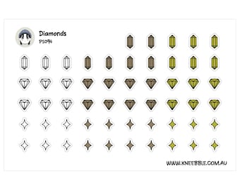 Crystal Jewel Stickers: Sparkly Diamond Shapes for Planners