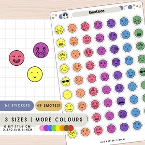 Pegatinas de caras de emociones, hoja de pegatinas de sentimientos con emoticones, pegatinas de emojis, rastreador de estado de ánimo diario, pegatinas para álbumes de recortes de diario, 49 estilos diferentes