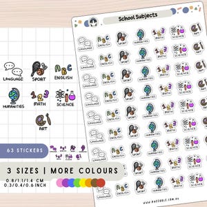School Subject Stickers, Class Education Stickers, Academic Planner Stickers, Study Stickers, Homework Stickers, School Timetable Stickers