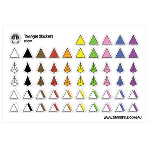 Naklejki do planera z geometrycznymi trójkątami, pastelowe tęczowe mini kształty