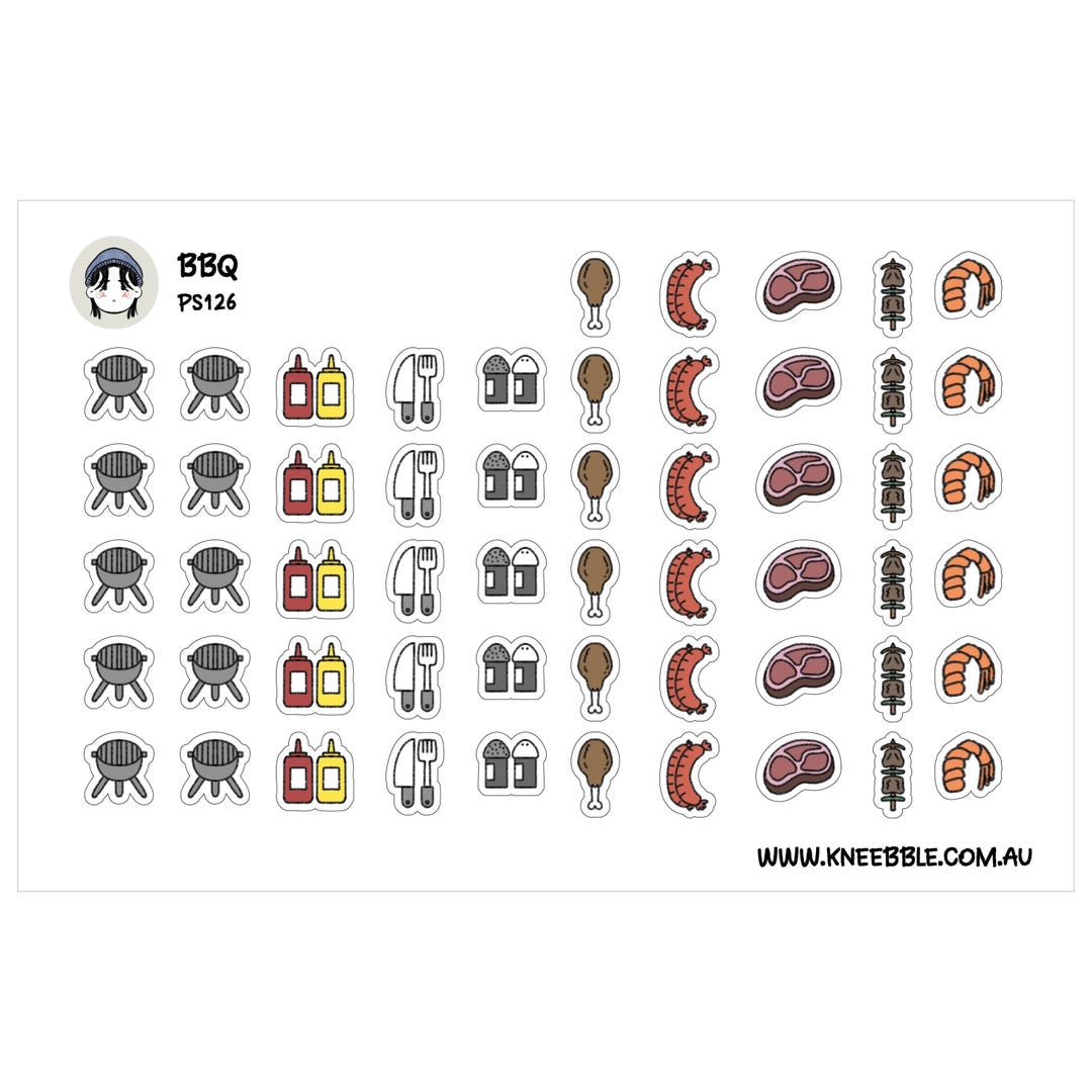 Barbecue Stickers - Steak, Sausage, Shrimp, Chicken for Planners - Etsy
