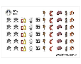 Barbecue Stickers - Steak, Sausage, Shrimp, Chicken for Planners